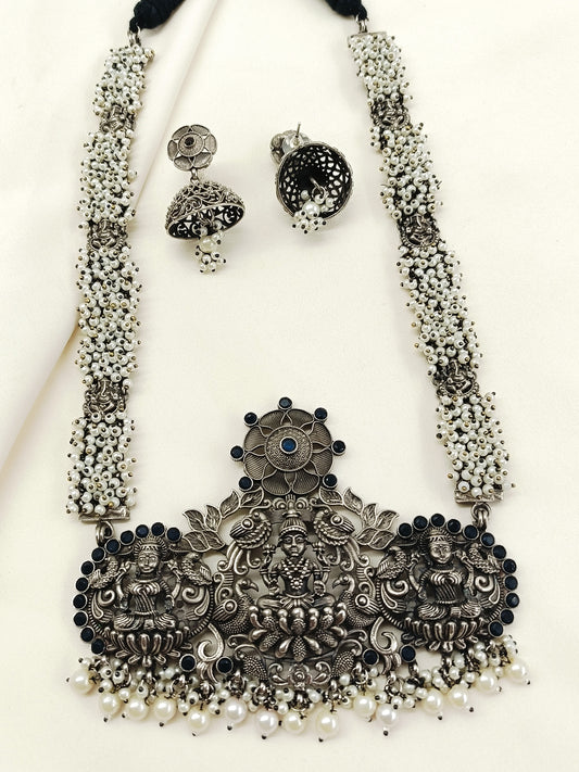 Joshika White Pearl Oxidized Necklace Set