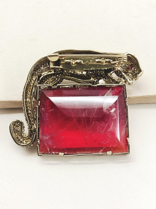 Ridhansh Ruby Leopard Brooch