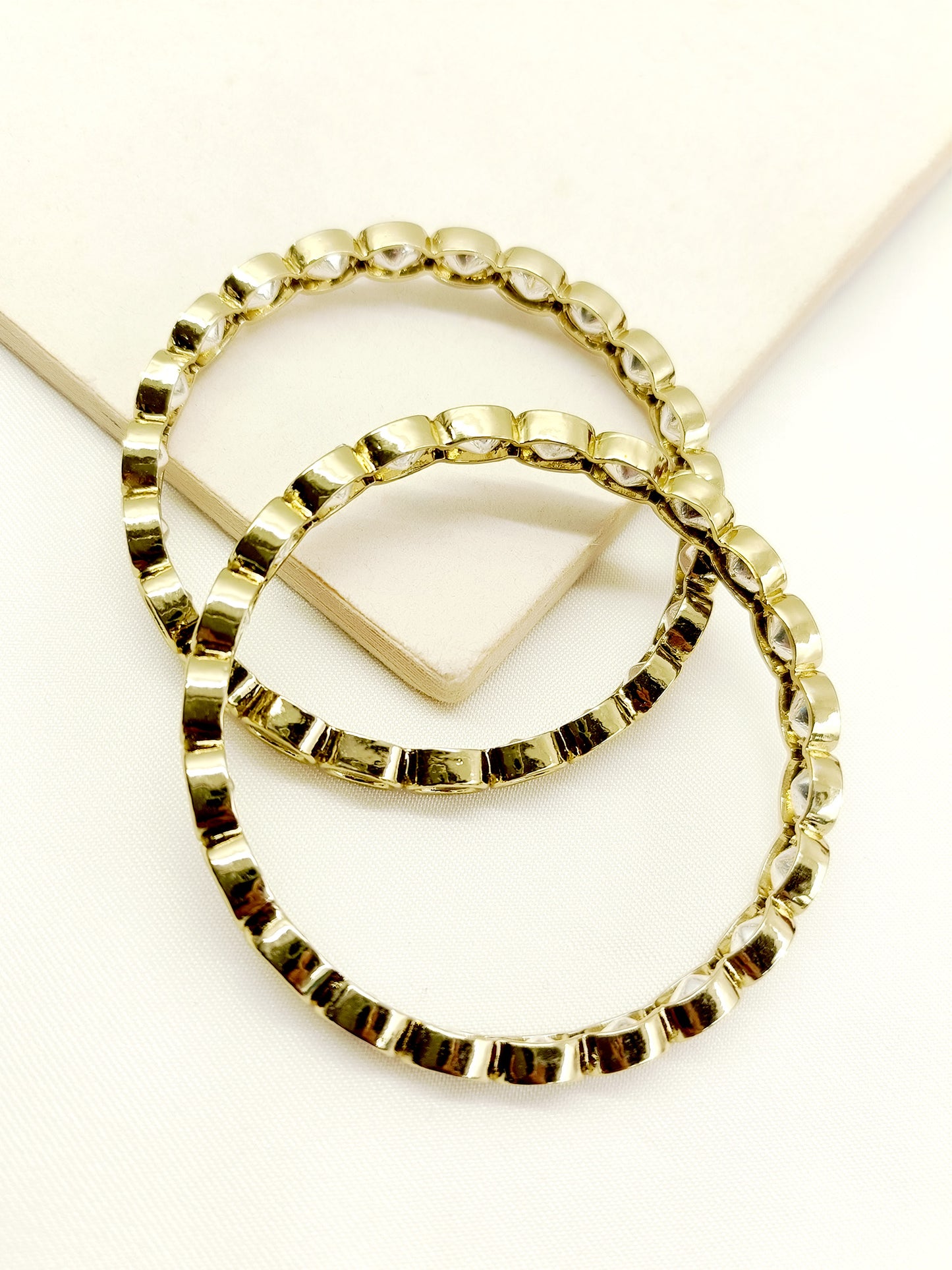 Judith White Kundan Bangle Set Of 2