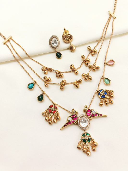 Riffat Multi Colour Kundan Necklace Set