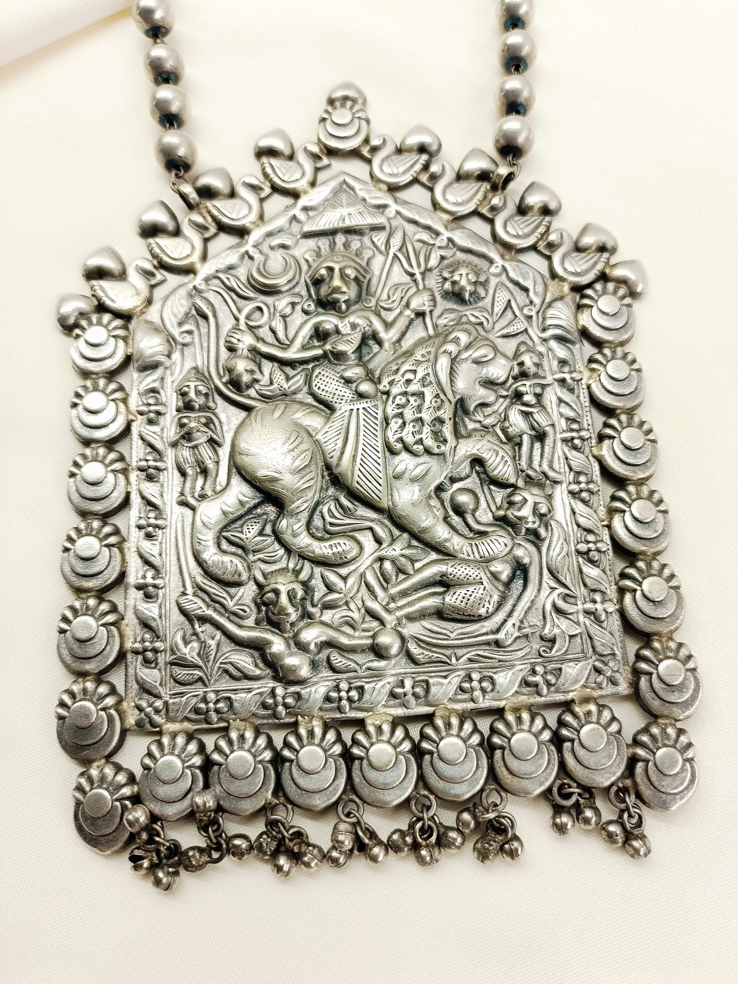 Milan Plain Maa Durga Sherawali -Oxidized Men's Neckpiece