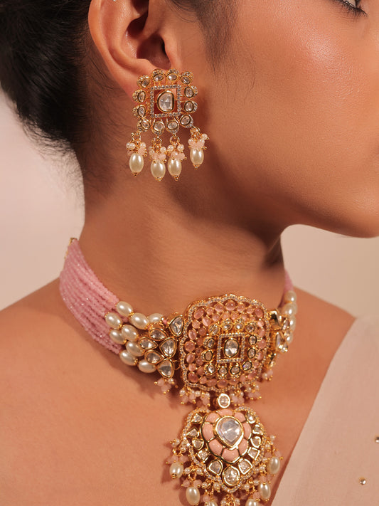 Zareen Baby Pink Kundan Choker