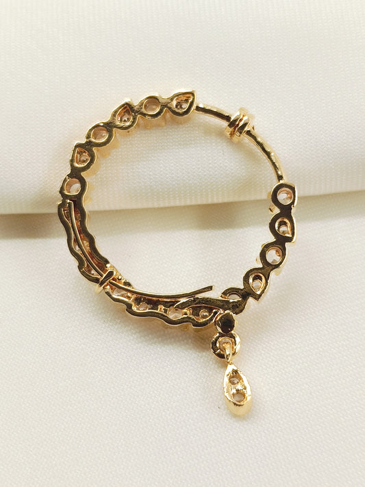 Zikar White American Diamond Nath