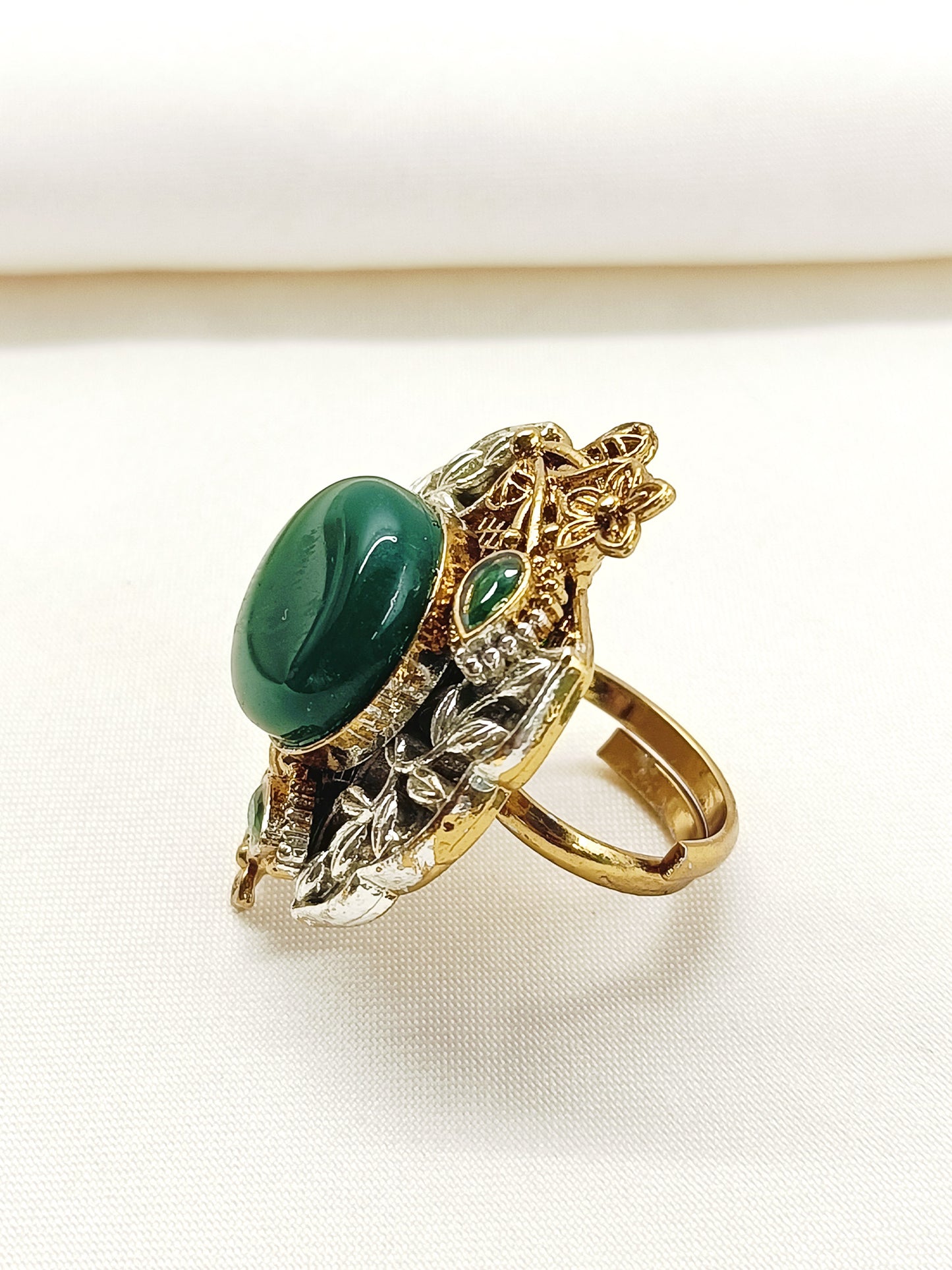 Bhaswati Green Oxidized Finger Ring