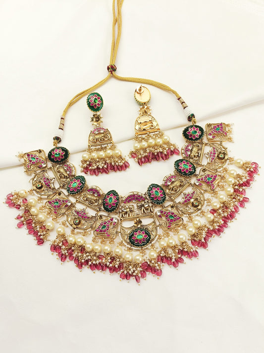 Aakanksha Multi Colour Kundan Necklace Set