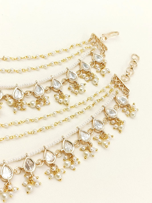 Saran White Traditional Ear Chain