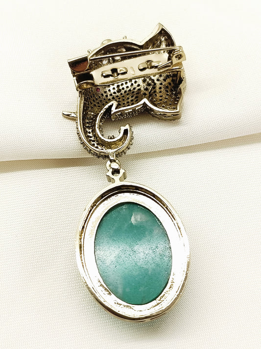 Ekansh Mint Green Elephant Brooch