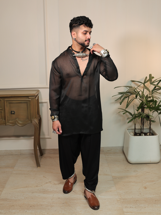 Anil Garba Black Kurta.