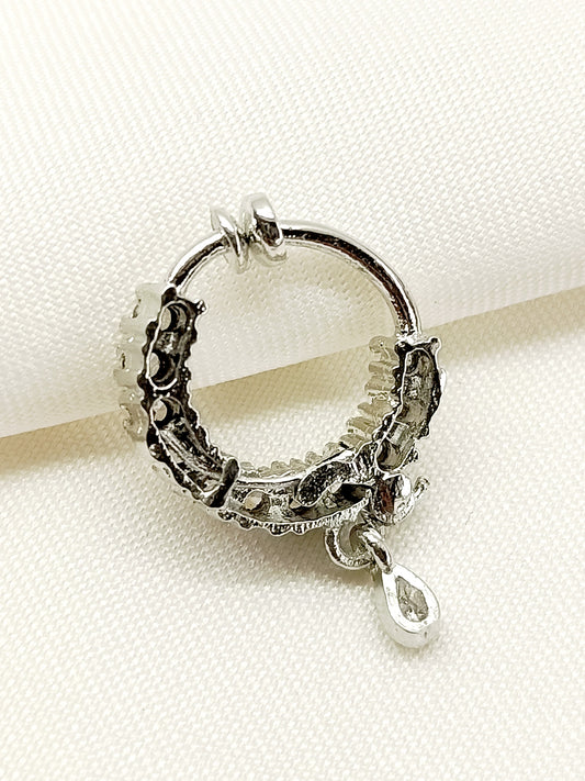 Dishani White American Diamond Nath