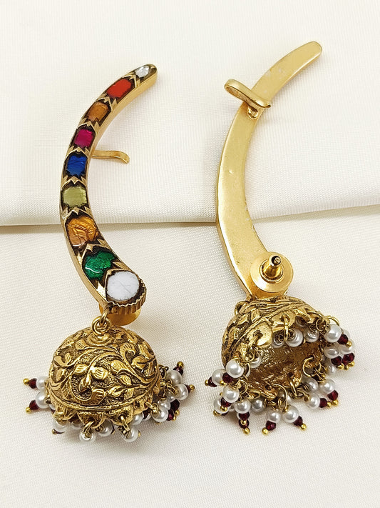 Tanvi Multi Colour Kundan Jhumki