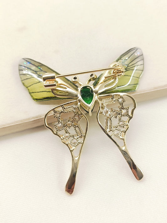 Arjita Green Butterfly Brooch