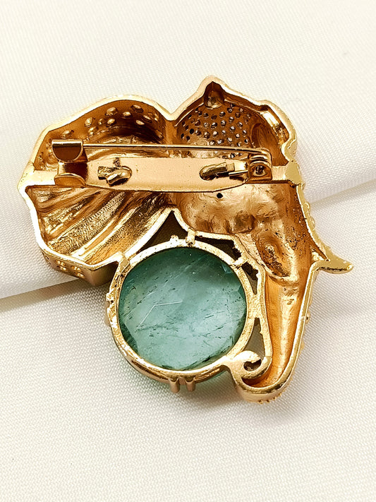 Neetesh Mint Green Elephant Men's Brooch