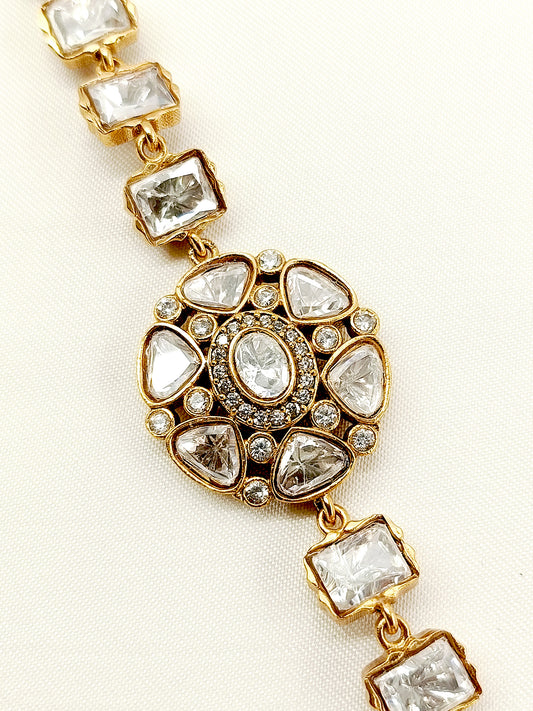 Jannat White Kundan Bracelet