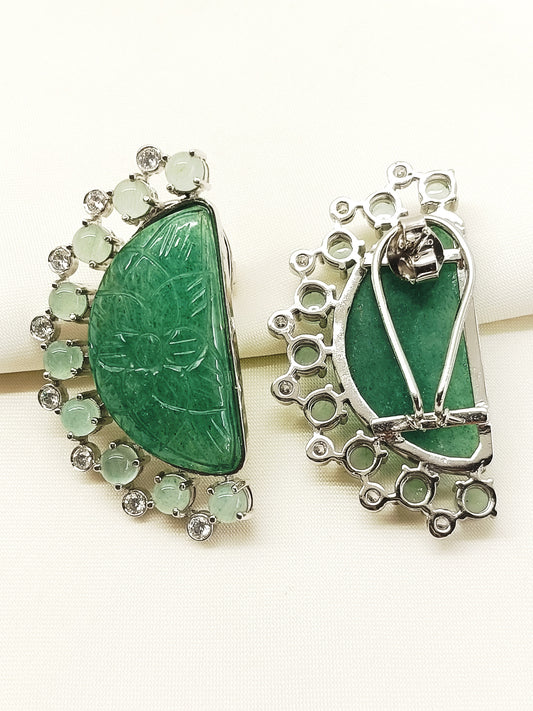 Dhanya Mint Green 92.5 Silver Natural Stone Tops