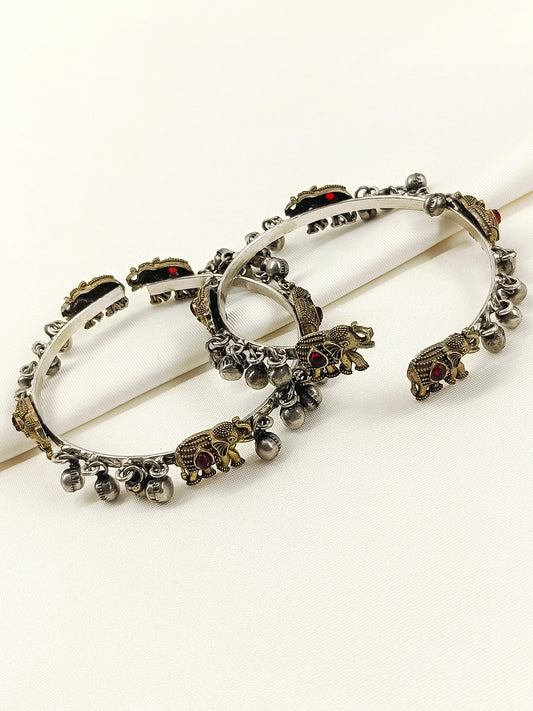 Melisa Ruby Gajraj Ghungroo Oxidized Bangles