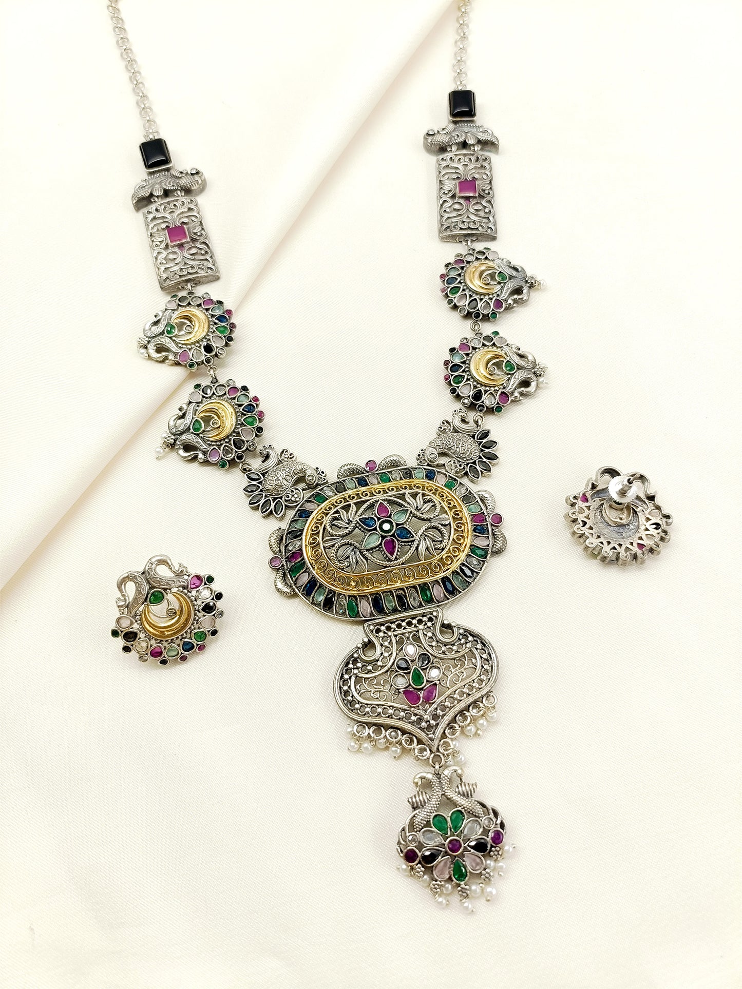 Miya Multi Colour Oxidized Necklace Set