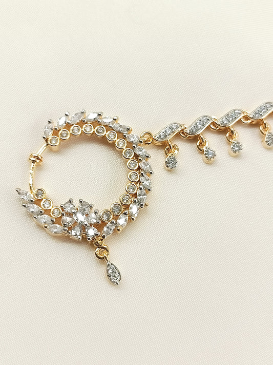 Tashi White American Diamond Nath