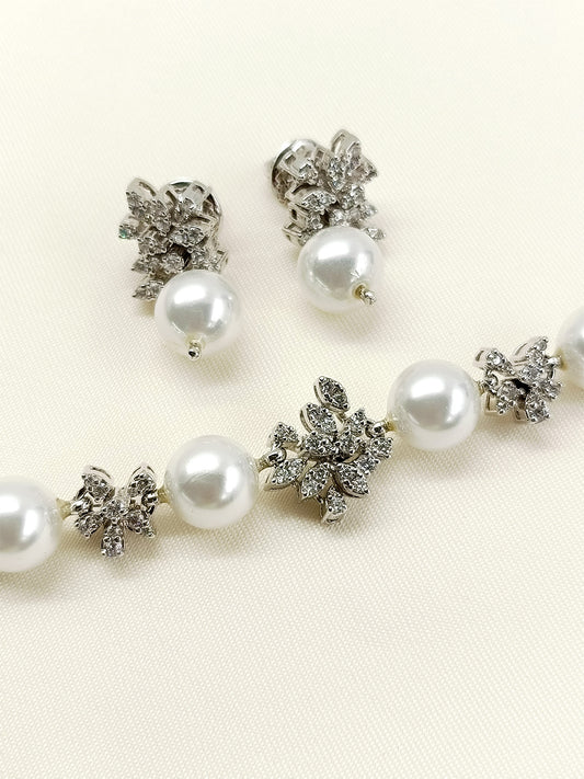 Kumolika 92.5 Silver Swarovski Stone Necklace Set