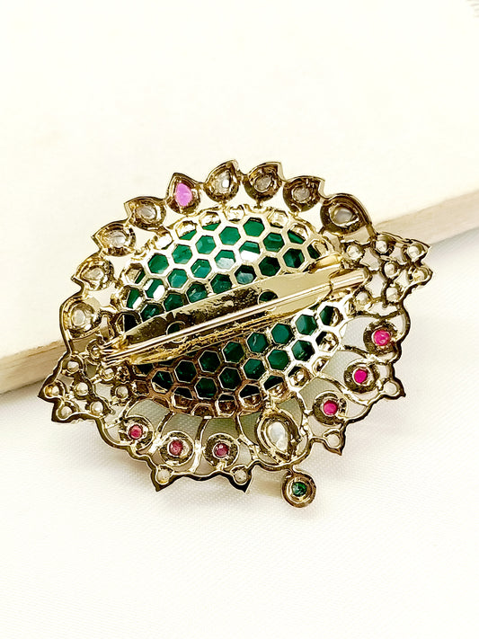 Jagat Green Men's Brooch