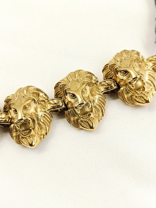 Adhrith Golden Rajwada 7 Lion Head Men's Neckpiece