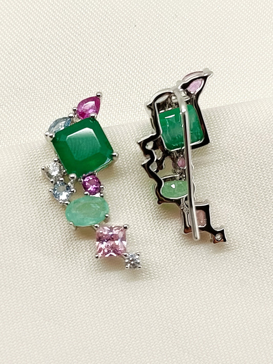 Jacqueline Multi Colour American Diamond Earcuffs