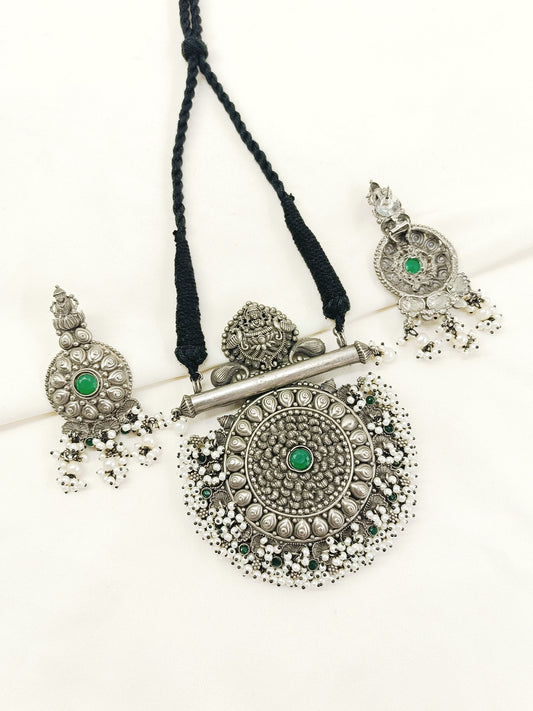 Shokhi Green Oxidized Necklace Set