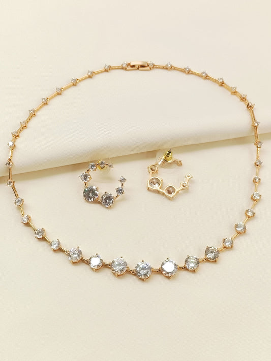 Kiona Gold American Diamond Necklace Set