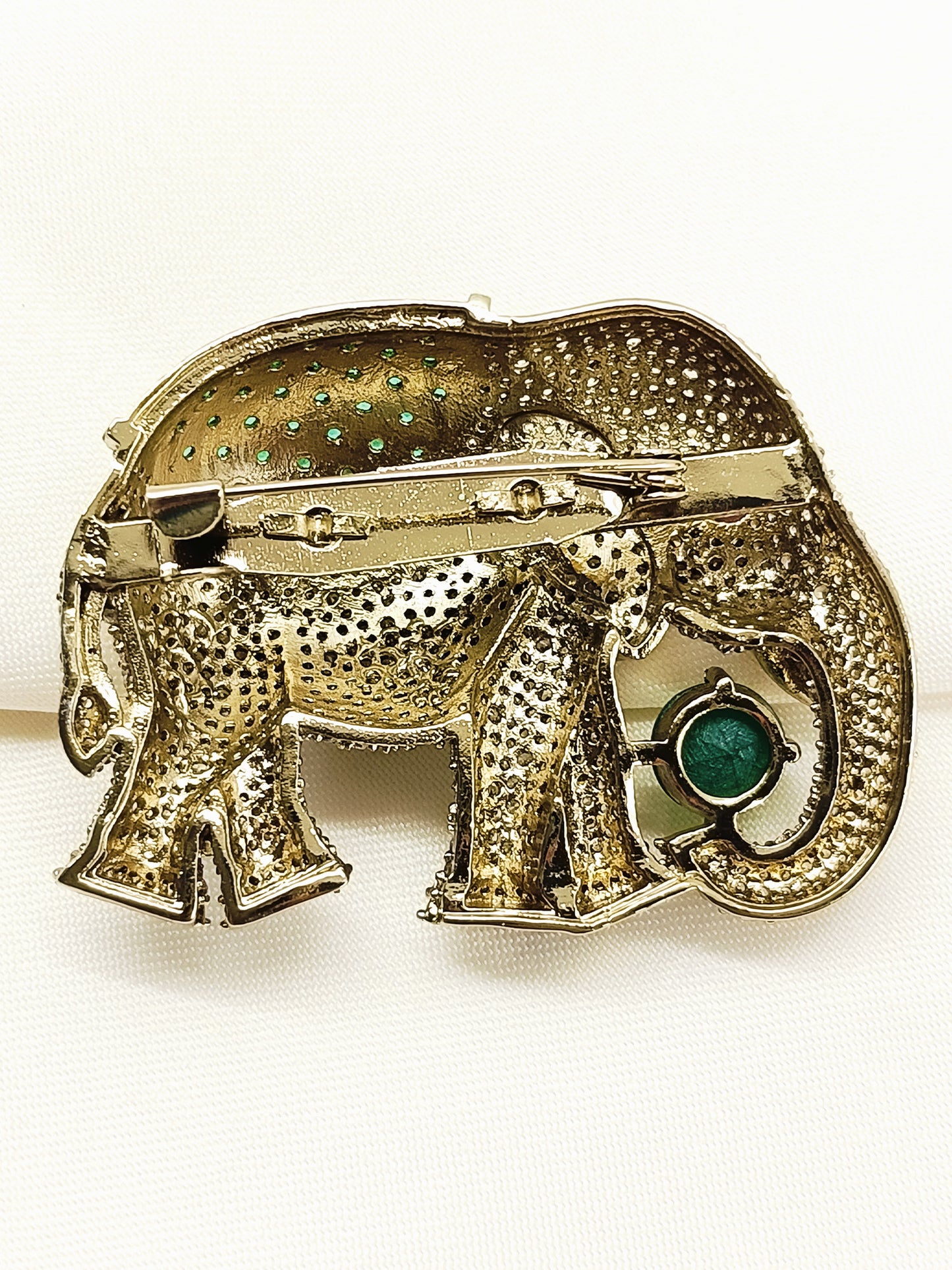 Hredhaan Green Elephant Brooch