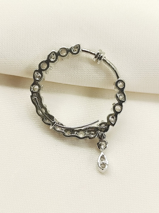 Hemavani White American Diamond Nath