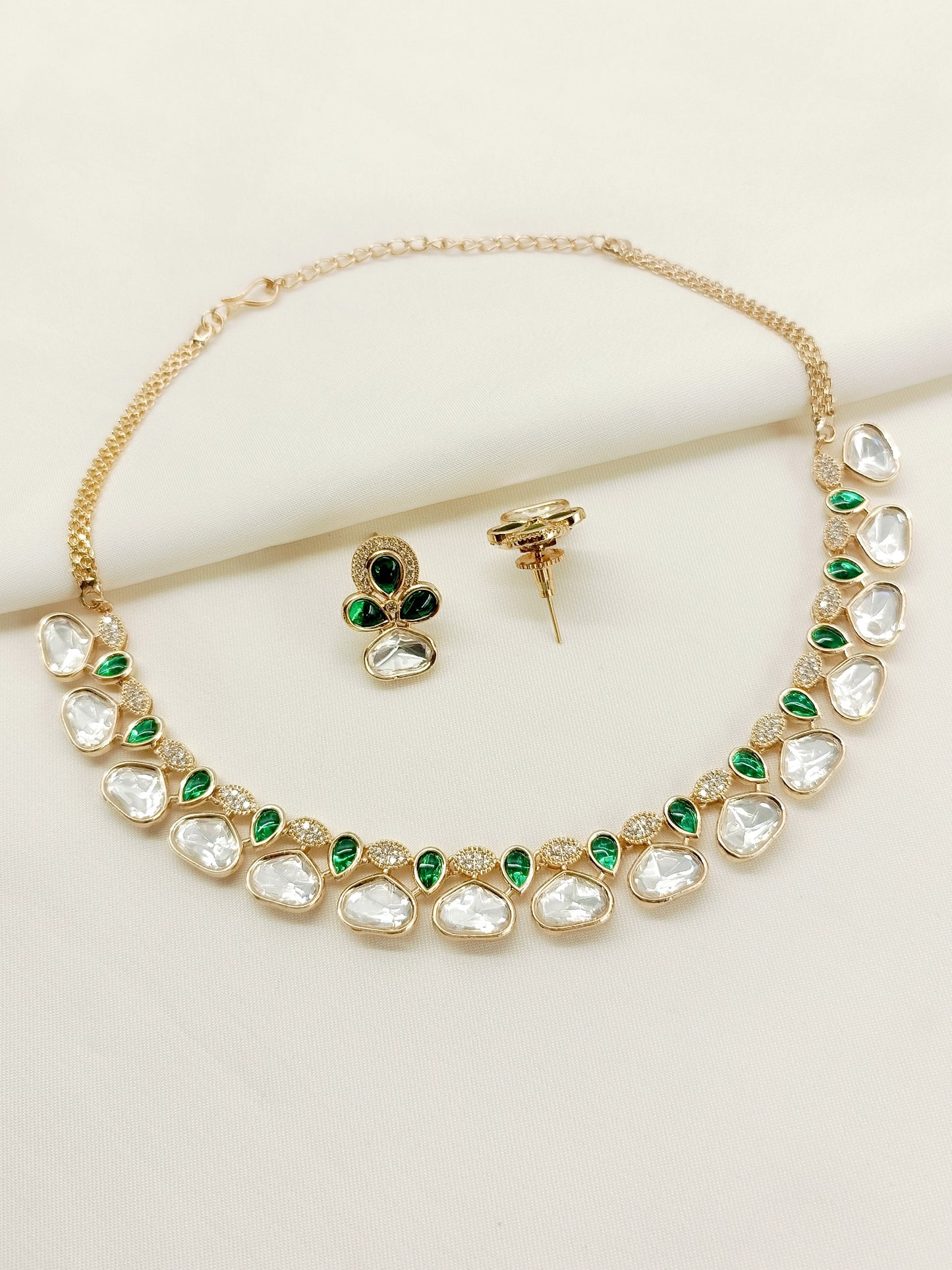 Mihira Green Kundan Necklace Set