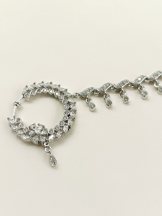 Gunjan White American Diamond Nath