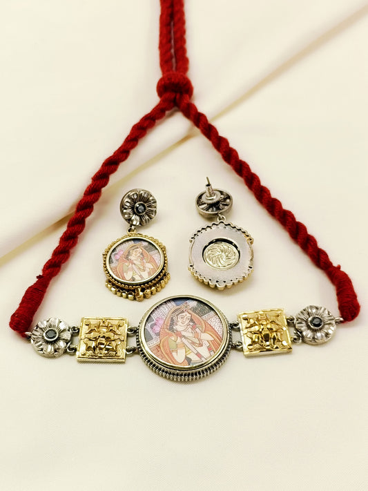 Bharti Rani Miniature Art Red Dori Choker Set