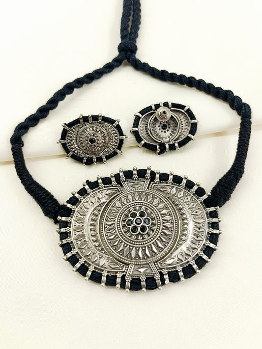 Rita Black Oxidized Choker Set