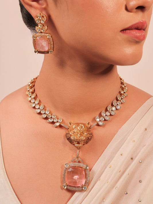 Paavni Pink Kundan Necklace Set