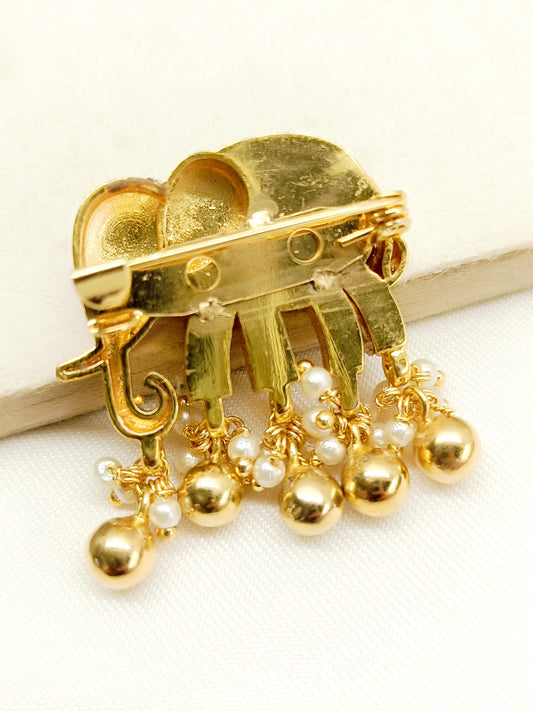 Ditya White Mother Of Pearl Elephant Brooch