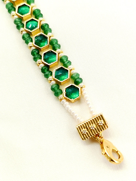 Kyra Green Kundan Bracelet