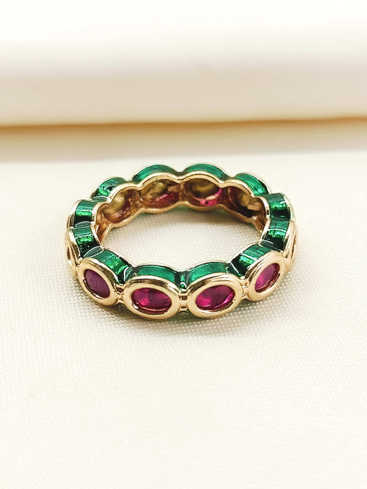 Ashrita Green Kundan Finger Ring