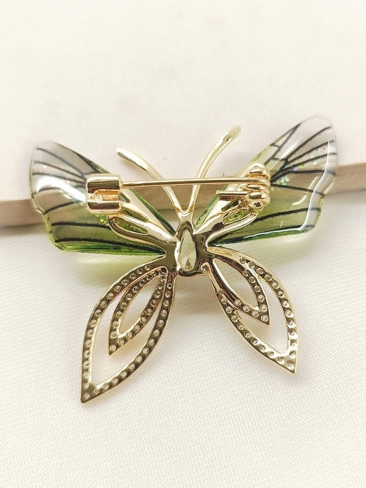 Gamini Green Butterfly Brooch