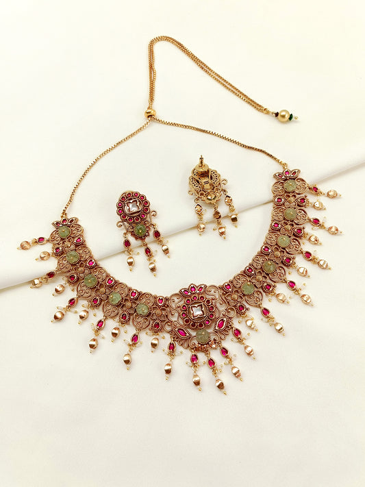 Revti Mint Green Kundan Necklace Set