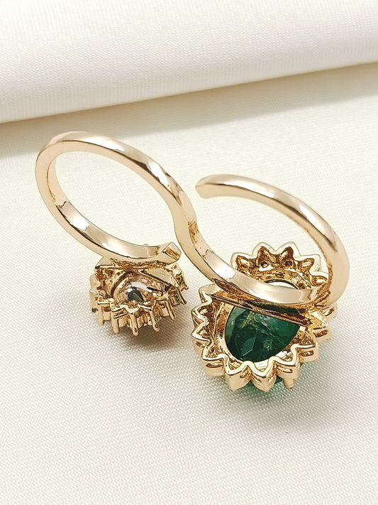 Kamolika Green Kundan Finger Ring