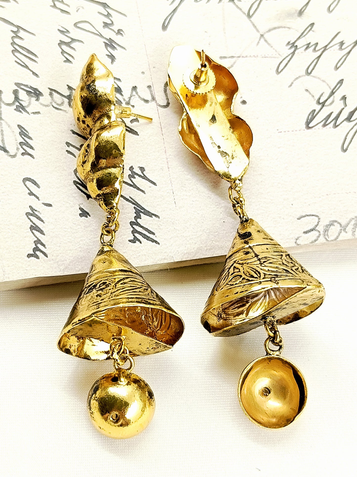 Audrina Golden Tribal Oxidized Earring