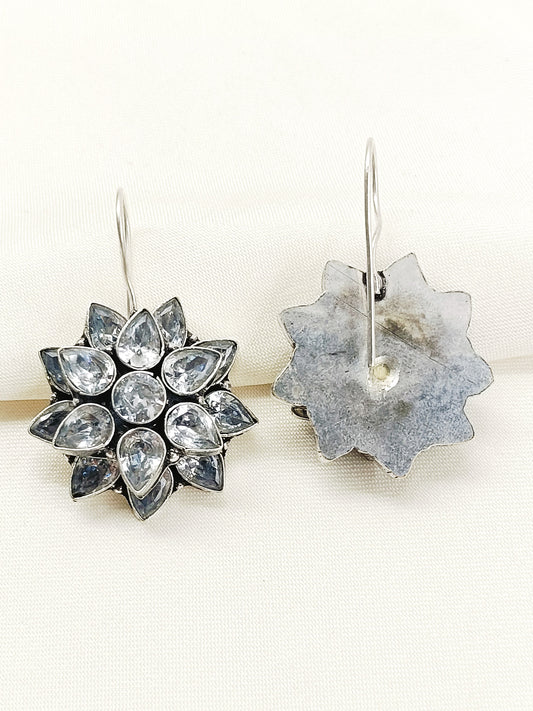 Fara White Oxidized Earring