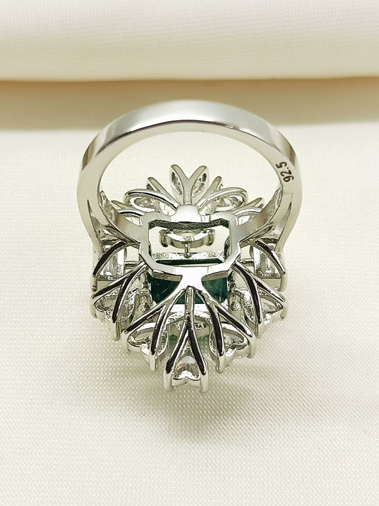 Elodie Green 92.5 Silver American Diamond Finger Ring