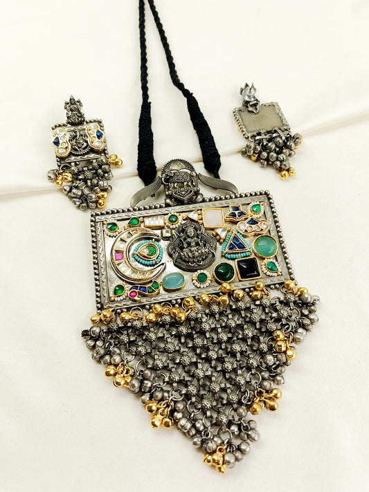 Nandini Multi Colour Oxidized Necklace Set