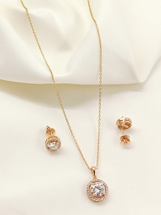 Varena 92.5 Silver American Diamond Pendant Set
