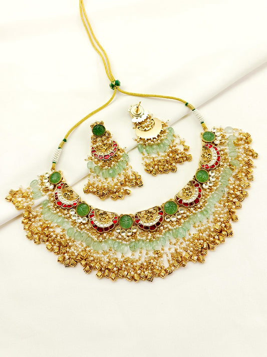 Sanchi Mint Green Kundan Set
