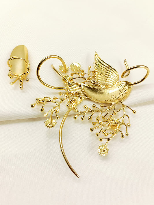 Ayana Golden Boutique Bird Hand Harness Palm Bracelet with Ring