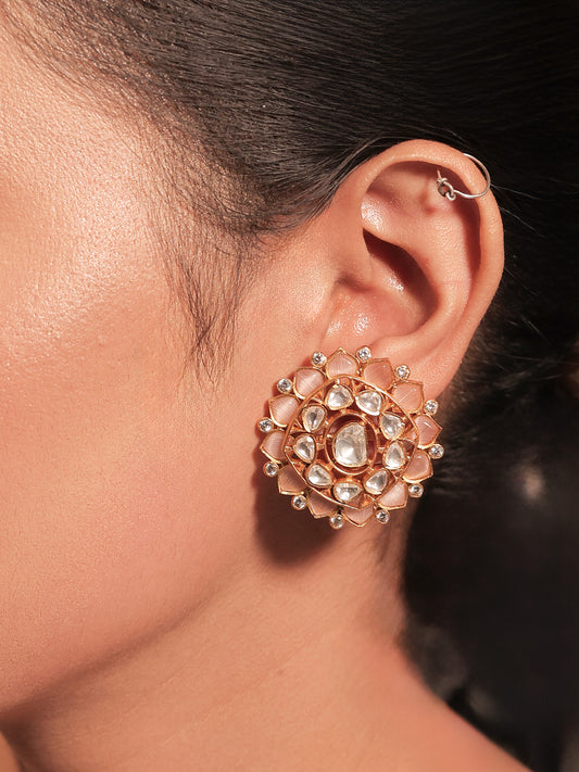 Mithila Baby Pink Gold Plated Kundan Tops