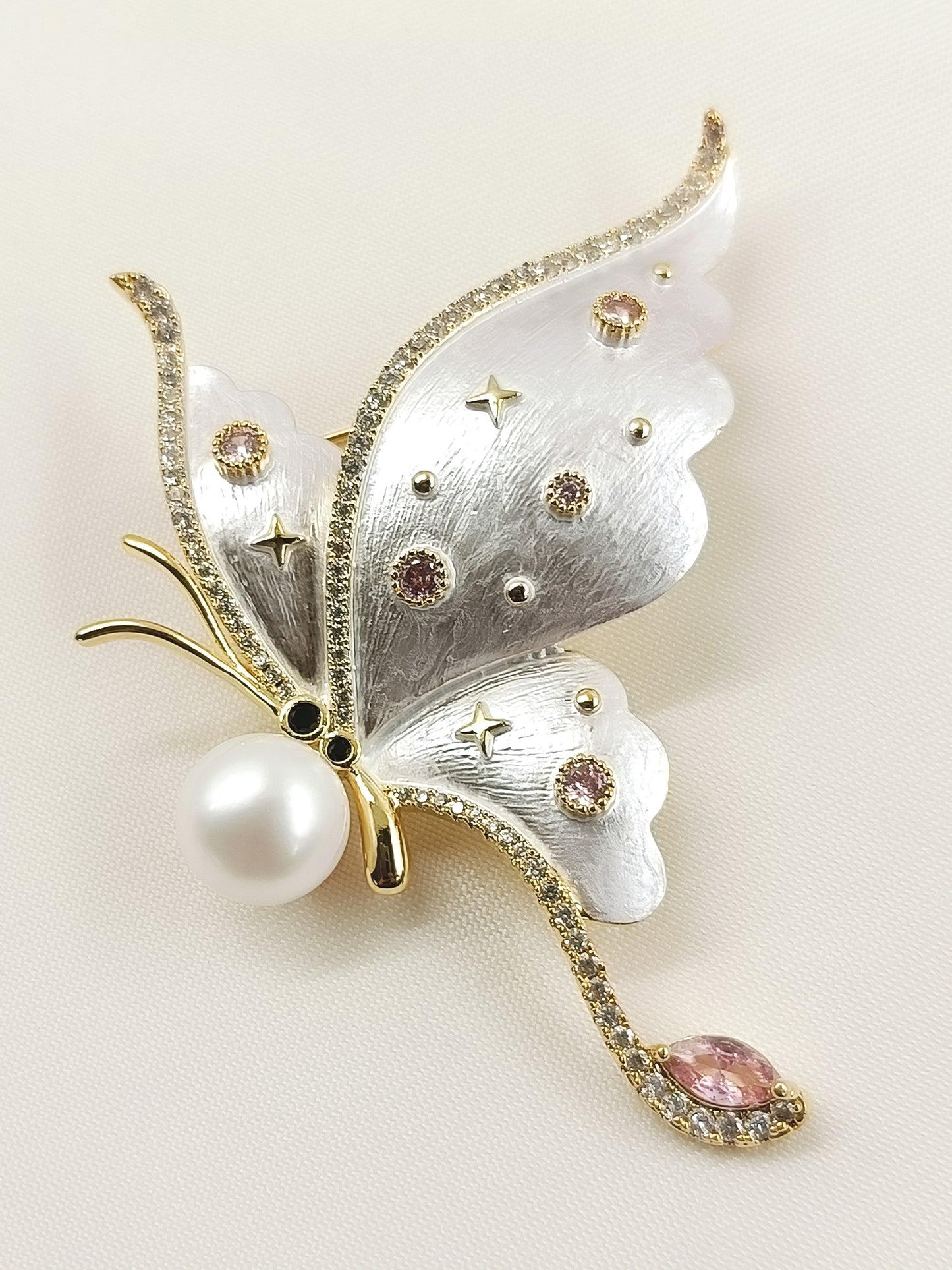 Gianna White Butterfly Brooch