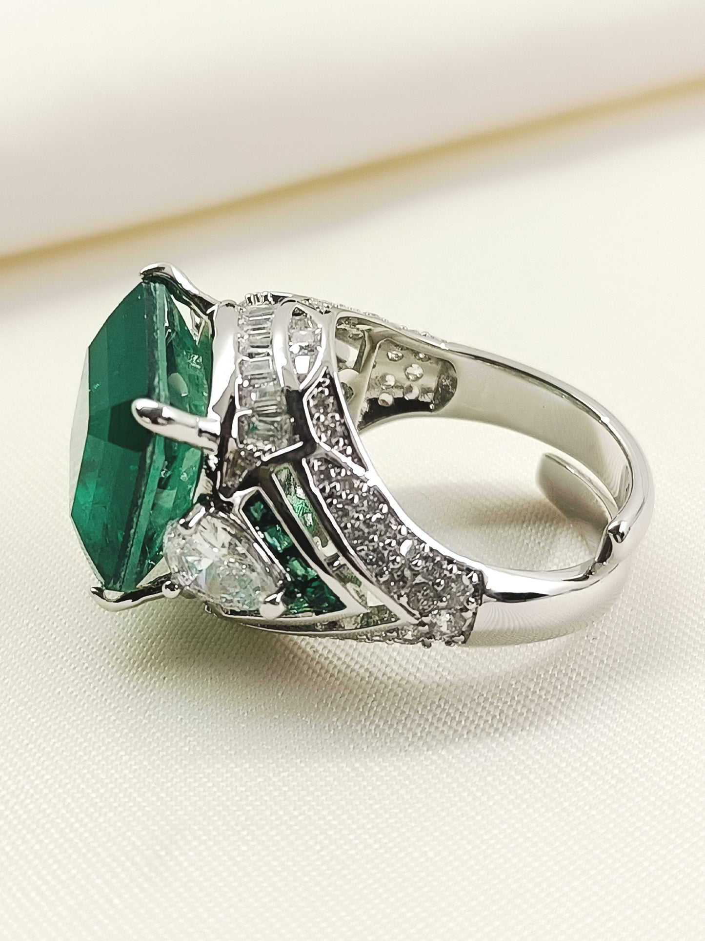 Indra Green American Diamond Finger Ring